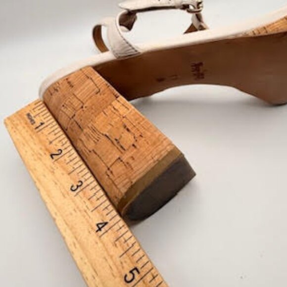 Coach White Leather Cork Block Heel Sandals 11B - Picture 10 of 16